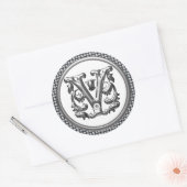 Initiaal V Ronde Sticker in Zilver (Envelop)