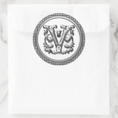Initiaal V Ronde Sticker in Zilver (Tas)