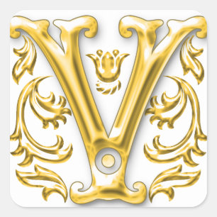 Initiaal V Sticker in Goud