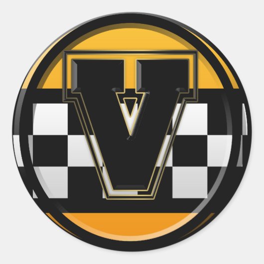 Initiaal V taxichauffeur Ronde Sticker (Voorkant)