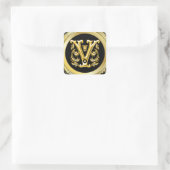 Initiaal V Vierkante Sticker in Goud (Tas)