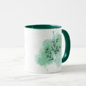 Initiaal V Waterverf Monogram Groen Botanisch Mok (Voorkant rechts)