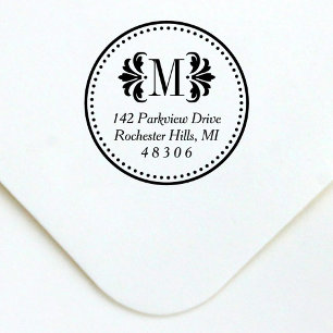 Initiaal van Damask Monogram  Klassiek retouradres Zelfinktende Stempel
