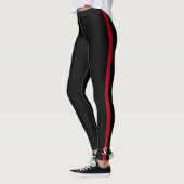 Initiaal van dun-rode lijnbrandweermonogram leggings (Links)