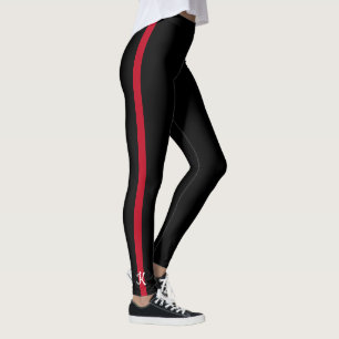 Initiaal van dun-rode lijnbrandweermonogram leggings