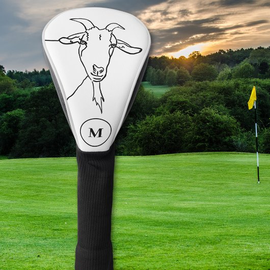 initiaal van grappige geitenzwarte en witte monogr golfheadcover