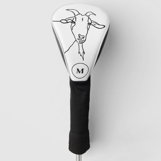 initiaal van grappige geitenzwarte en witte monogr golfheadcover (Voorkant)