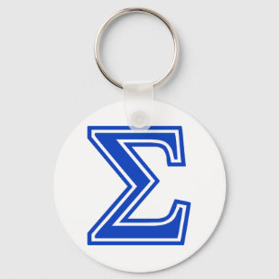 Initiaal van het Griekse Sigma Blue Monogram Sleutelhanger