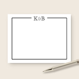 Initiaal van het koppel Monogram pasgetrouwden Zwa Notitiekaartje