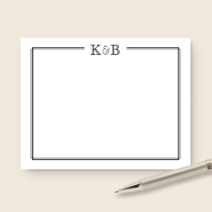 Initiaal van het koppel Monogram pasgetrouwden Zwa Notitiekaartje