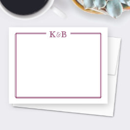 Initiaal van het koppel Nieuwgetrouwd Monogram Wij Notitiekaartje