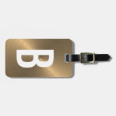 Initiaal van het metalen monogram in gulden pensee bagagelabel (Voorkant horizontaal)