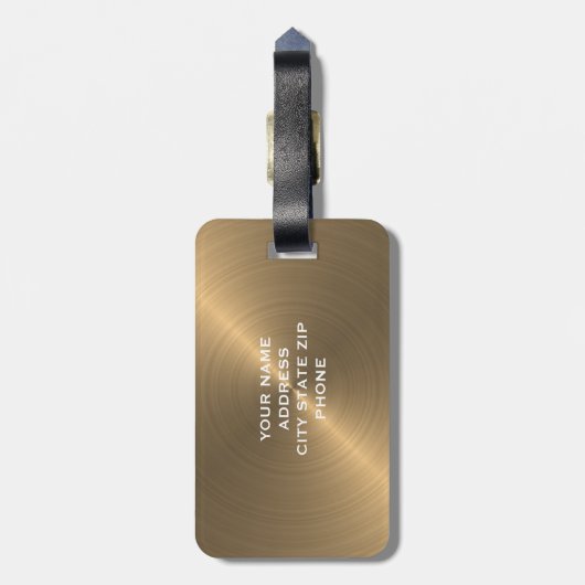 Initiaal van het metalen monogram in gulden pensee bagagelabel (Achterkant verticaal)