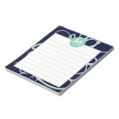 Initiaal van het monogram Navy & Mint Brushstrokes Notitieblok (Linkerzijde)