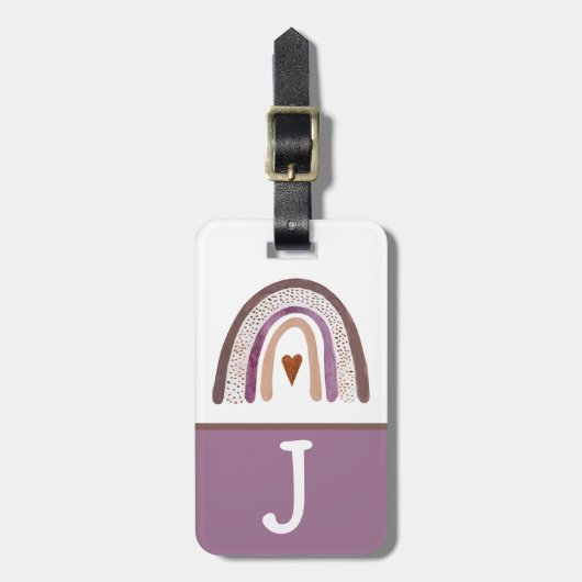 Initiaal van het Paarse en roze Boho-regenboog Kin Bagagelabel (Voorkant verticaal)