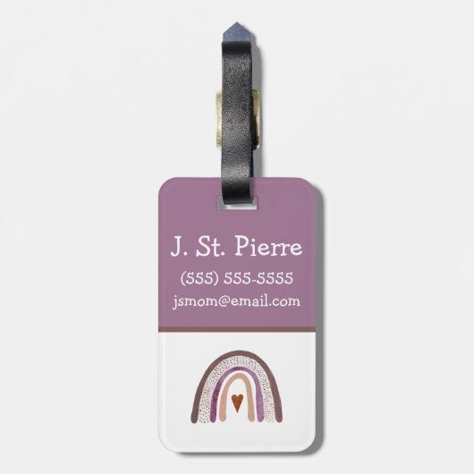 Initiaal van het Paarse en roze Boho-regenboog Kin Bagagelabel (Achterkant verticaal)
