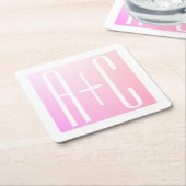 Initiaal van het Stel | Subtiele Roze Gradiatie Kartonnen Onderzetters (Schuin)