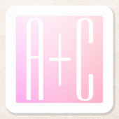 Initiaal van het Stel | Subtiele Roze Gradiatie Kartonnen Onderzetters (Voorkant)