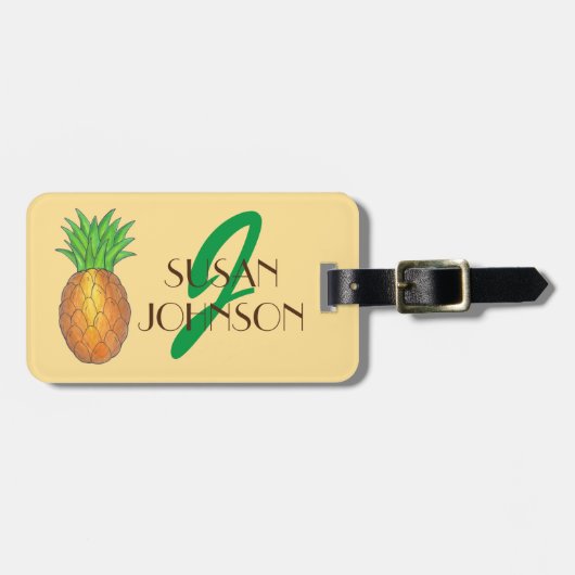 Initiaal van het tropische eiland Pineappelfruit Bagagelabel (Voorkant horizontaal)