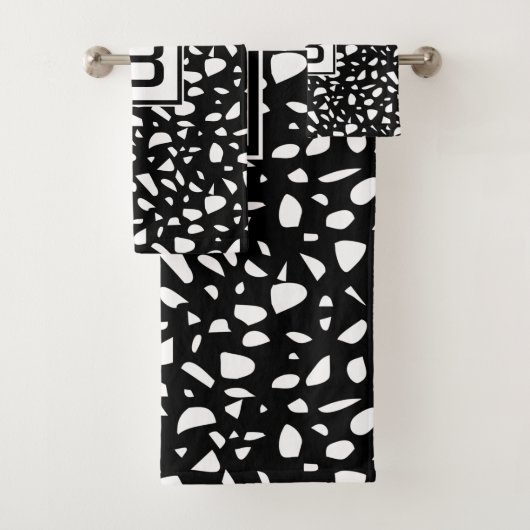 Initiaal van het witte tongpatroon Terrazzo Bad Handdoek (Insitu)