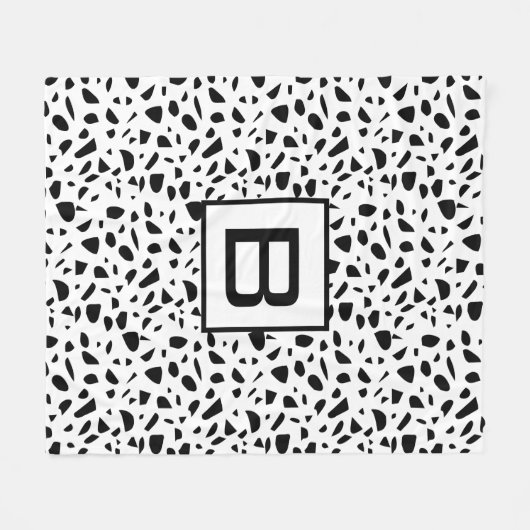 Initiaal van het witte tongpatroon Terrazzo Fleece Deken (Voorkant (Horizontaal))