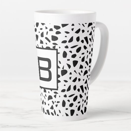 Initiaal van het witte tongpatroon Terrazzo Latte Mok (Rechterhoek)