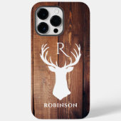 Initiaal van houtmonogram Rustic Deer Antler Case-Mate iPhone Case (Achterkant)