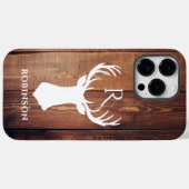 Initiaal van houtmonogram Rustic Deer Antler Case-Mate iPhone Case (Achterkant (horizontaal))