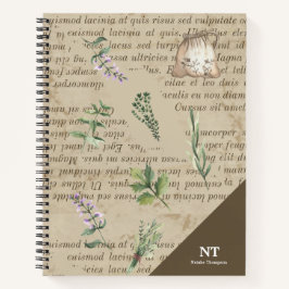 Initiaal van Monogram rustic gardener en naam retr Notitieboek