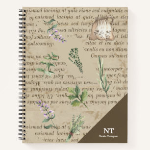 Initiaal van Monogram rustic gardener en naam retr Notitieboek