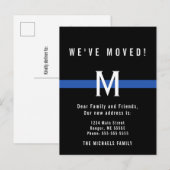 Initiaal van politie met dun blauw lijnmonogram ve aankondigingskaart (Voorkant / Achterkant)