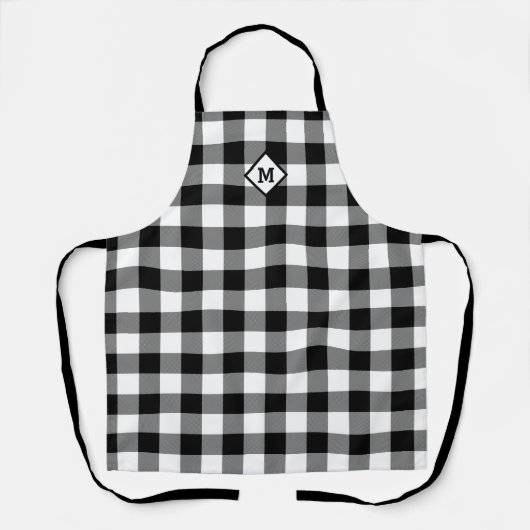 Initiaal van Pset Gingham White + Black Schort (Voorkant)