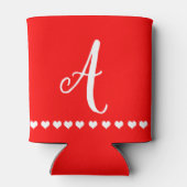 Initiaal van rode en witte monogram blikjeskoeler (Achterkant)