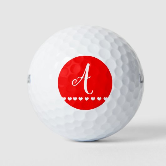 Initiaal van rode en witte monogram golfballen (Voorkant)