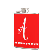 Initiaal van rode en witte monogram heupfles (Links)