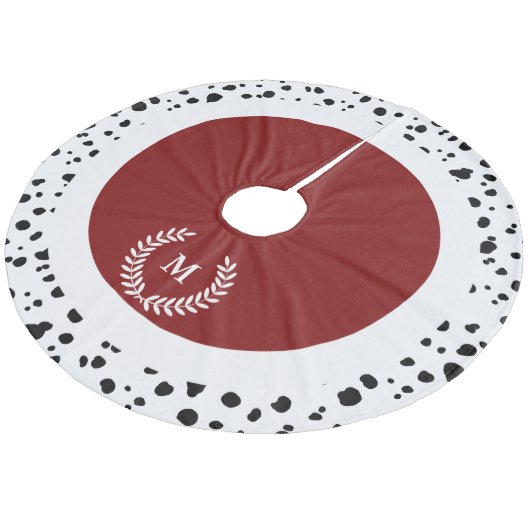 Initiaal van Royal Style Red en Dalmatian Spots Fleece Kerstboom Rok (Gekanteld)