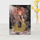 Initiaal Verjaardag Kaart J, Schattigee kleine fee (Gele Bloem)