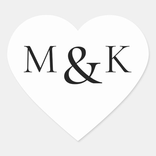 Initiaal Verloving Boortweddenschap zwart-wit Hart Sticker (Voorkant)