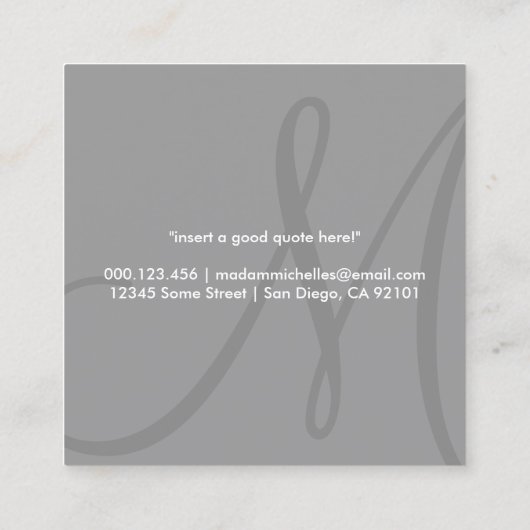 initiaal vierkant vierkante visitekaartje (Achterkant)