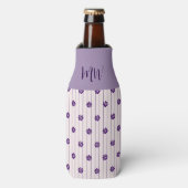 Initiaal Violet Stripes en Purple Flowers Flesjeskoeler (Fles Voorkant)