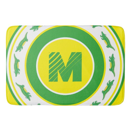 Initiaal voor groene alligator Crocodile Gator Badmat (Voorkant)