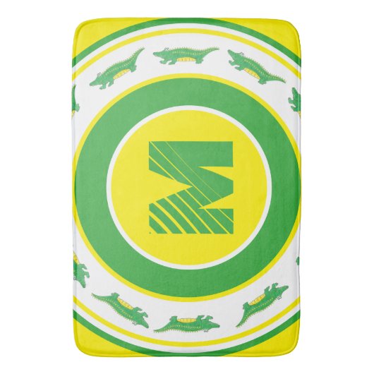 Initiaal voor groene alligator Crocodile Gator Badmat (Voorkant Verticaal)