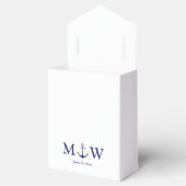 Initiaal voor het binden van zeemansblauw-monogram bedankdoosjes (Geopend)