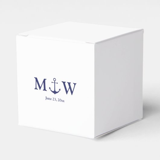 Initiaal voor het binden van zeemansblauw-monogram bedankdoosjes (Voorkant Zijde)