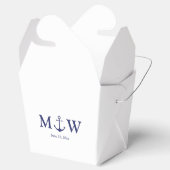 Initiaal voor het binden van zeemansblauw-monogram bedankdoosjes (Geopend)