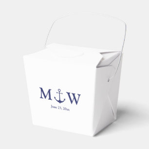 Initiaal voor het binden van zeemansblauw-monogram bedankdoosjes