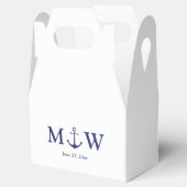 Initiaal voor het binden van zeemansblauw-monogram bedankdoosjes (Geopend)