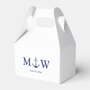 Initiaal voor het binden van zeemansblauw-monogram bedankdoosjes