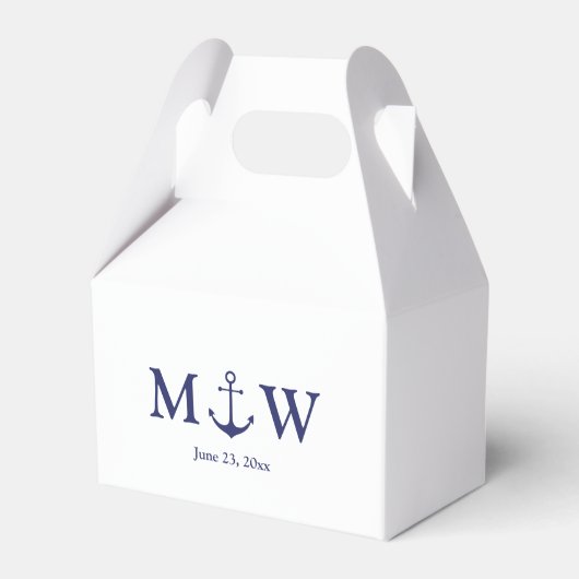 Initiaal voor het binden van zeemansblauw-monogram bedankdoosjes (Voorkant Zijde)