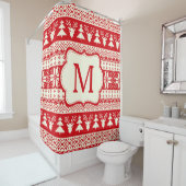 Initiaal voor kerstgevierd patroonmonogram douchegordijn (In situ)